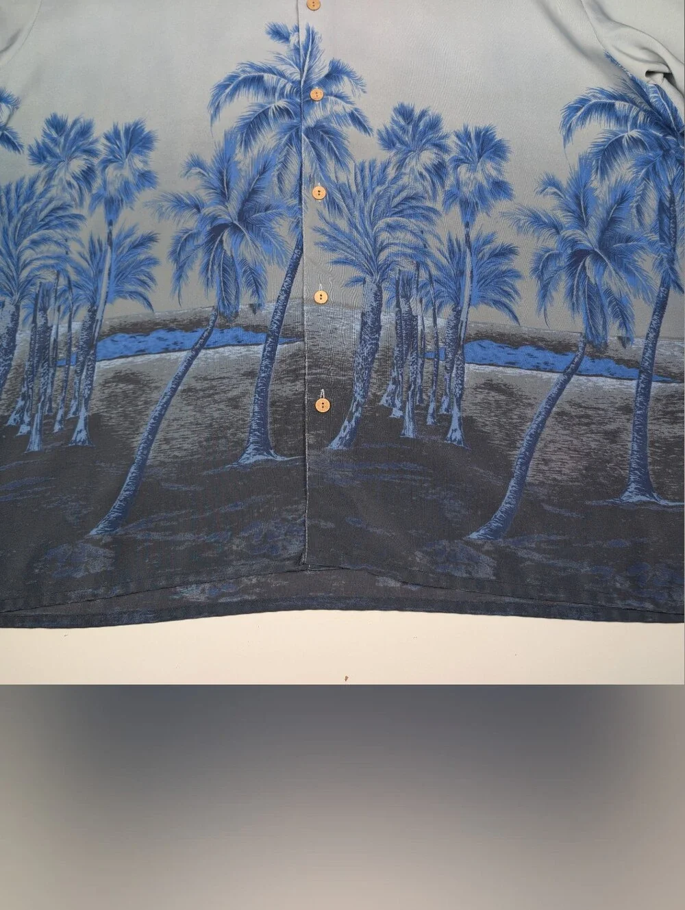 Alpine Design Mens XL Tropical Palm Tree Hawaiian Shirt Blue Button Down